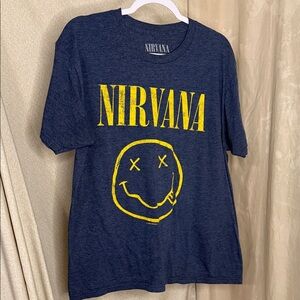 NIRVANA Navy Tee with Yellow Logo